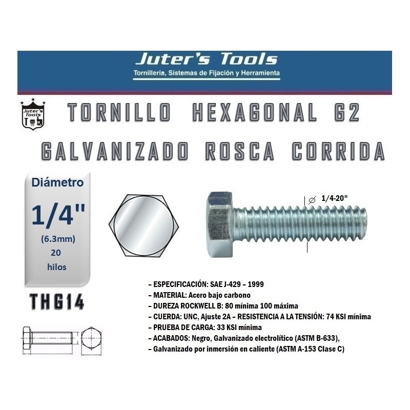 Tornillo Galv 1/2 x 2 "